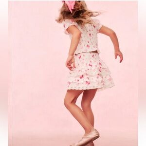 LoveShackFancy Pink and White Textured skirts